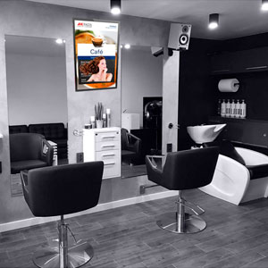 monitor reklamowy salon fryzjerski