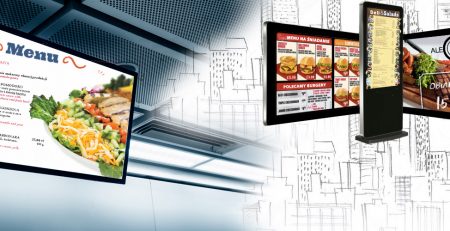 menu restauracji na monitorach