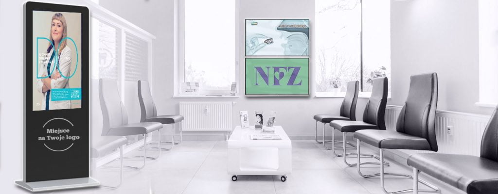 monitor reklamowy w poczekalni