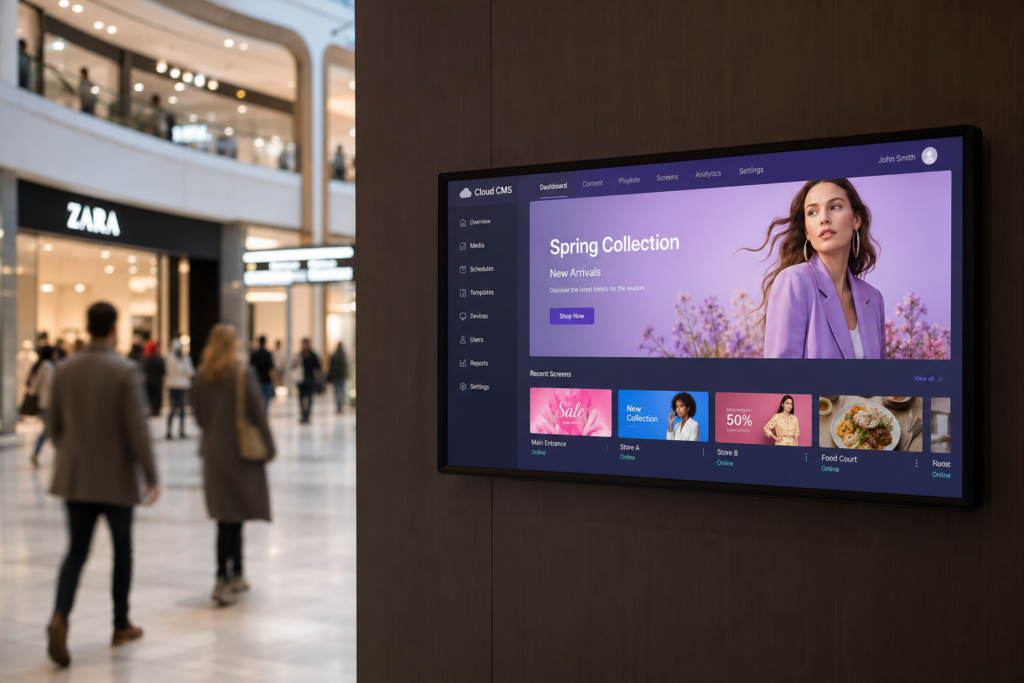 Centralne zarządzanie reklamą. Jak działa chmurowy system CMS w Digital Signage?