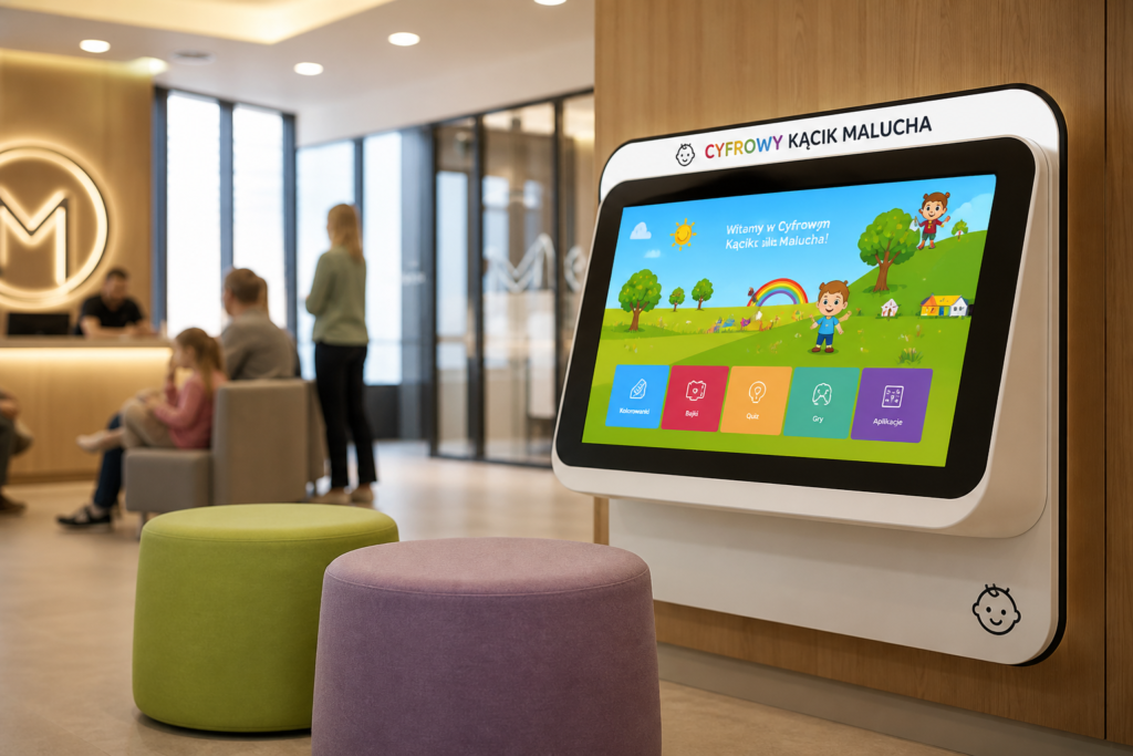 Cyfrowy kącik malucha. Jak stoły interaktywne dla dzieci budują lojalność rodziców w salonach i klinikach?