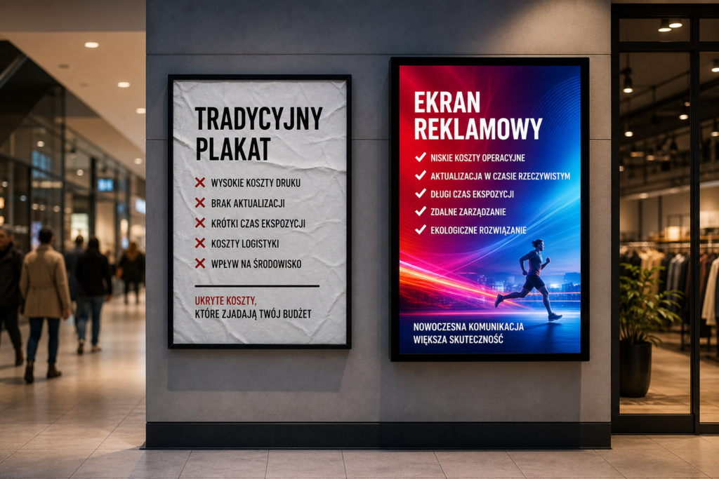 Tradycyjny plakat vs ekran reklamowy. Policzyliśmy ukryte koszty druku