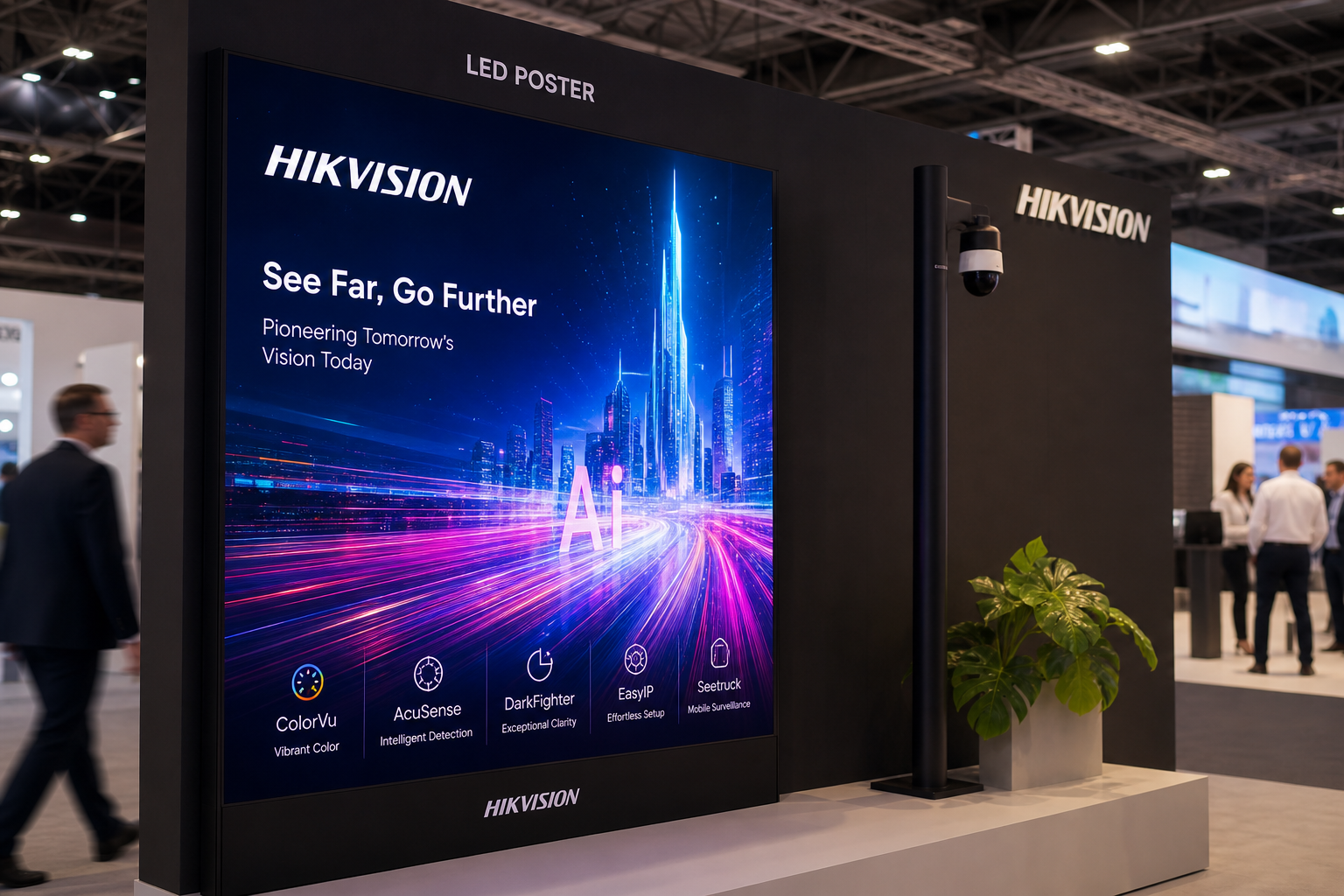 Wynajem ekranu led posterr Hikvision na targi